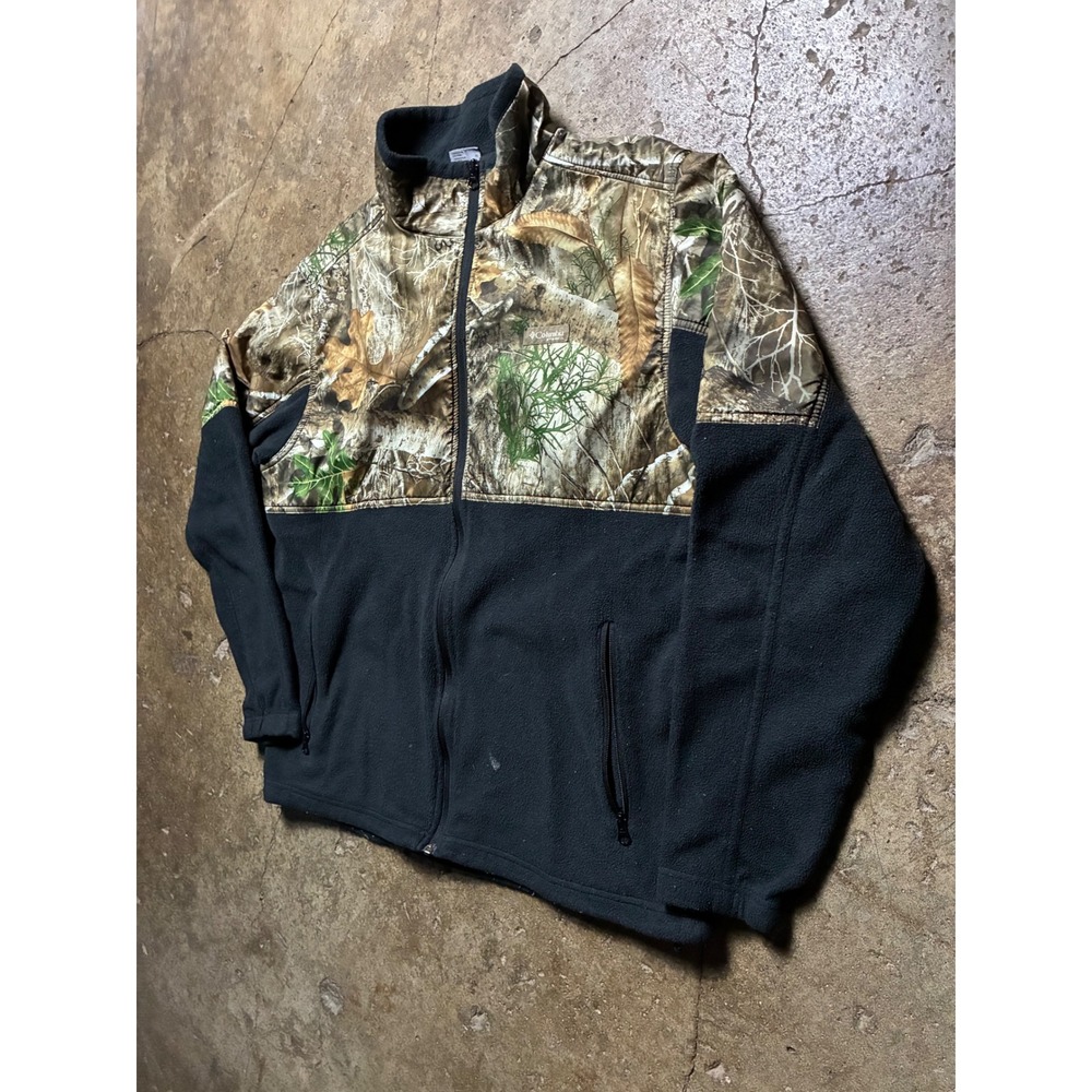Columbia Sportswear Mens XL Camo Fleece Jacket RealTree Full Zip Black Outdoor - Picture 4 of 6